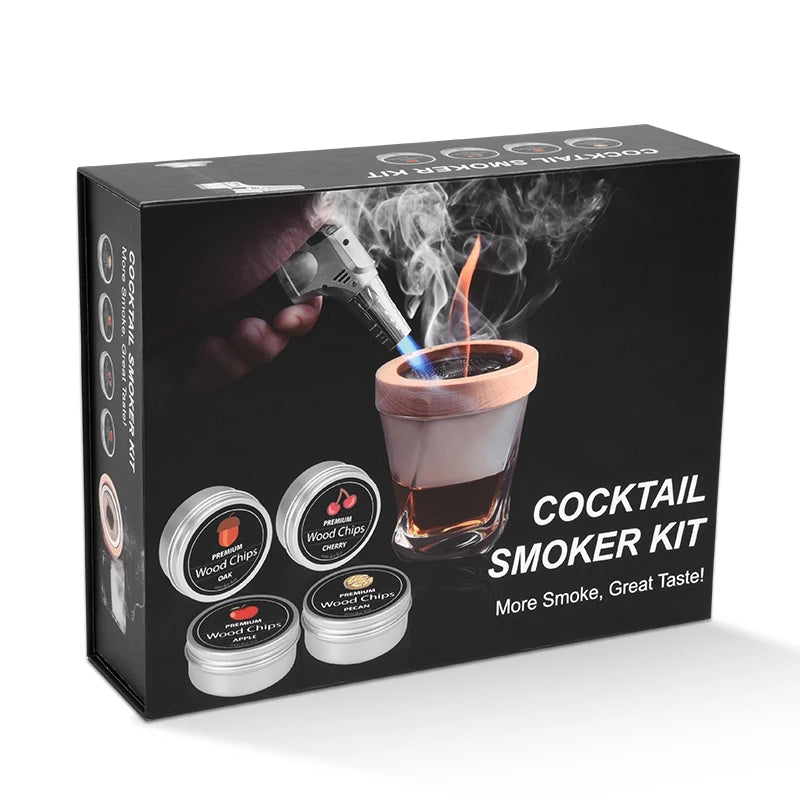 Cocktail Smoker Kit Whiskey Wood Hood Smoker Bourbon Bartending Sawdust Smoker Drinks Kitchen Bar Accessories Tool Men Gift