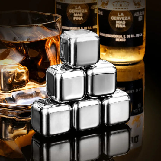 2/4/6/8pcs Stainless Steel Ice Cubes Metal Quick-Frozen Ice Wine Beer Cooler Chiller Whiskey Stones Keep Cold Longer Bar Tools